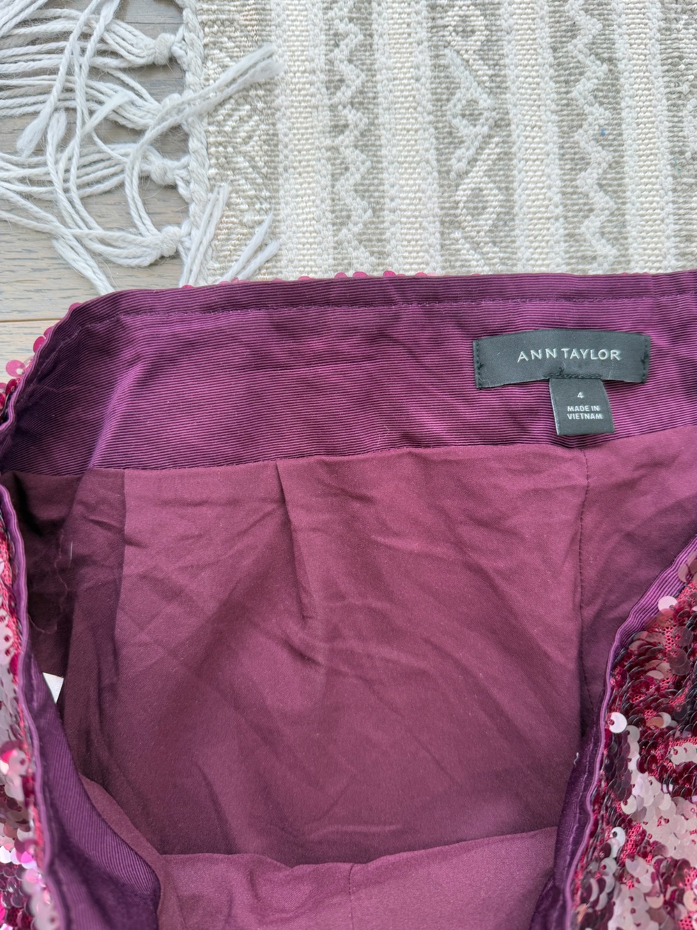 Ann Taylor Plum Sequin Wide-Leg Pants - Picture 3 of 4